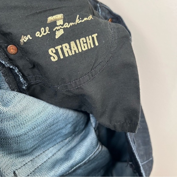 7 For All Mankind Kimmie Straight Indigo Rare Rainbow Crystal Pockets Size 31 - Picture 10 of 13